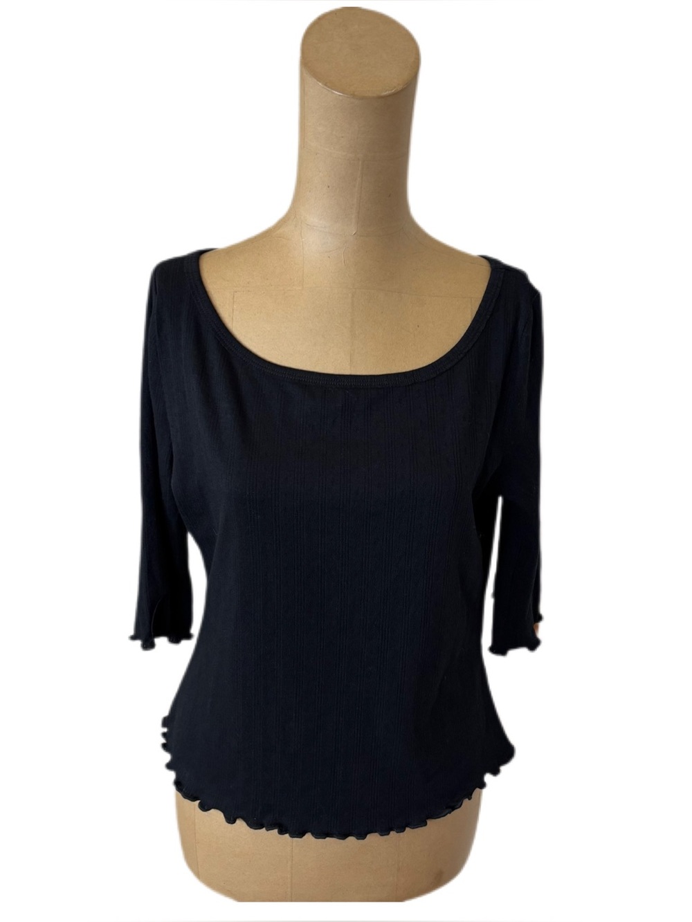 Natural Life Black 3/4 Sleeve Top Size Medium